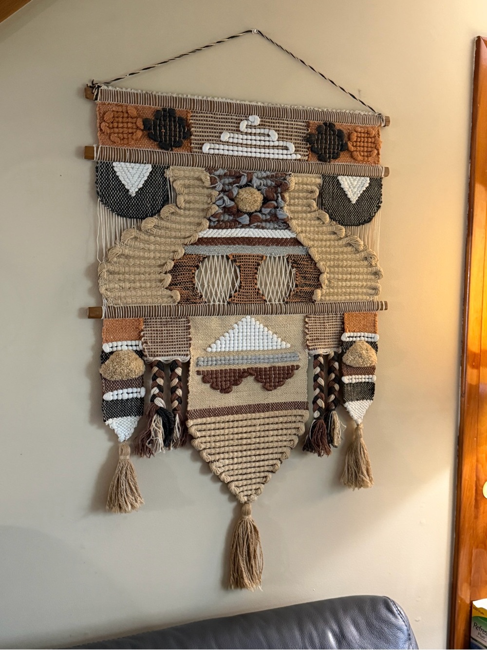 Vintage 1970s Don Freedman Fiber Art Wall Hanging Tapestry Boho MCM